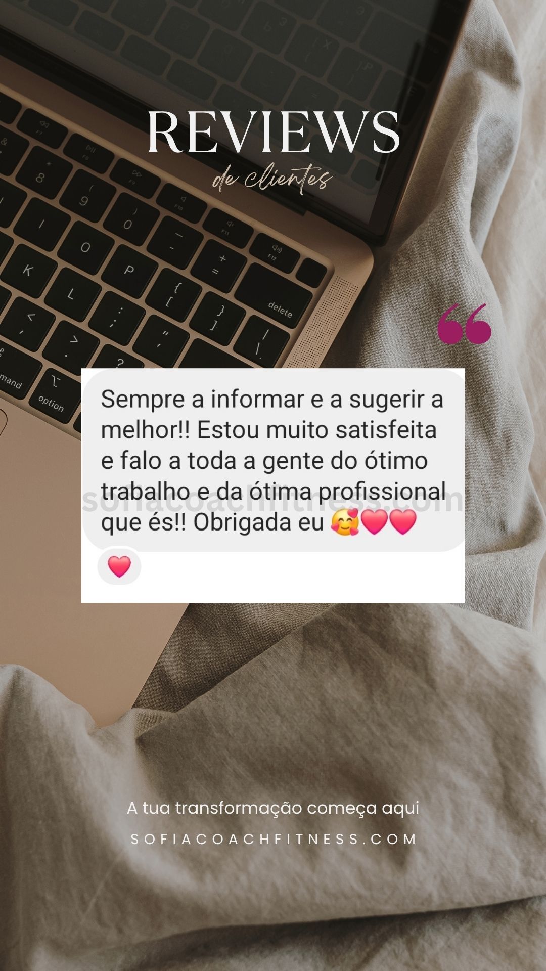 Cliente partilha resultados de emagrecimento com acompanhamento fitness online